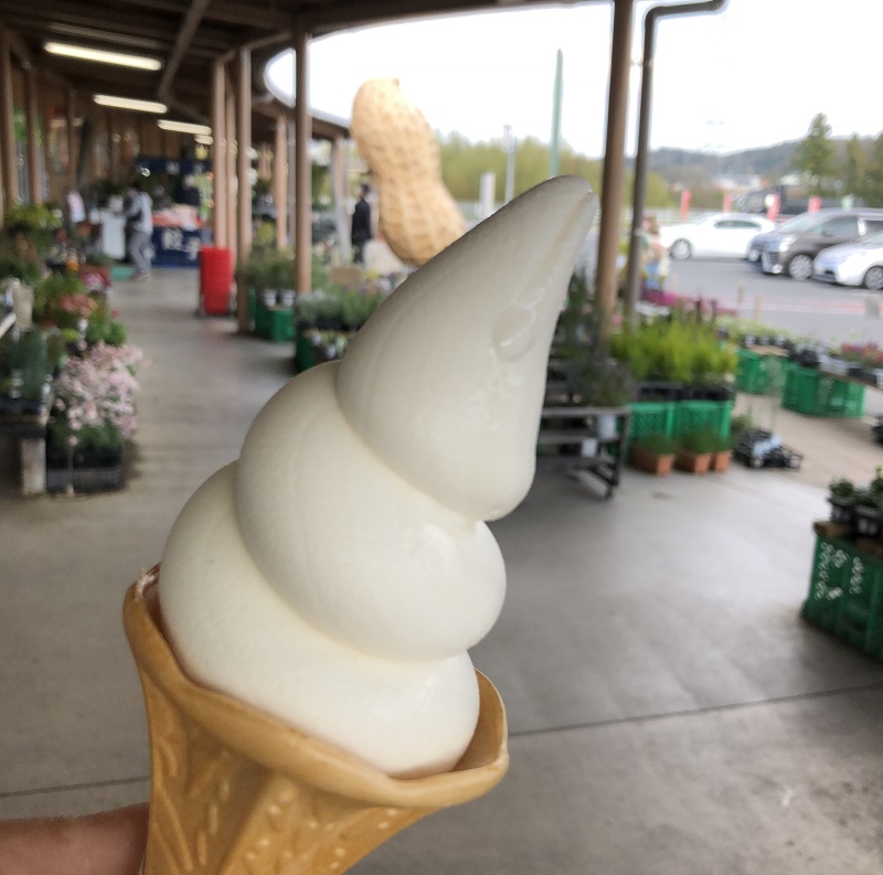 道の駅うまくたの里で一番人気のピーナッツソフトクリーム