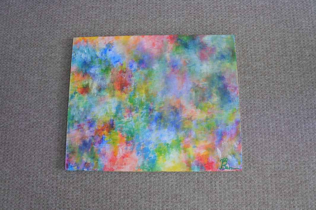 ライブペイントを行ったときの作品。印象派の絵画のような作風