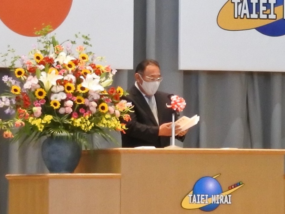 成田市内2校目の義務教育学校となった、成田市立大栄みらい学園の阿部光雄校長のあいさつ