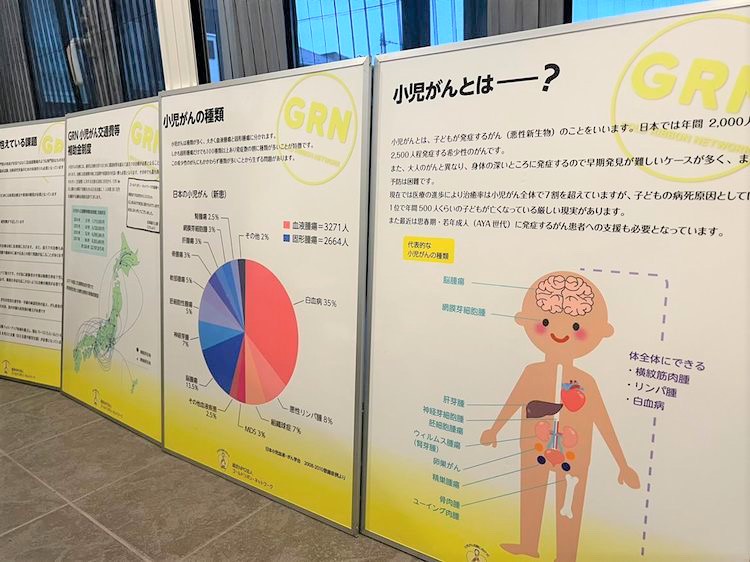 小児がんの現況を伝えるパネル展示
