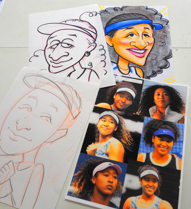その人の特徴を強調して描いた似顔絵のデッサン