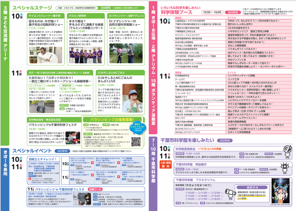 実験や体験で科学を身近に感じてみよう！　千葉市科学フェスタ206が10月10日（土）・11日（日）に開催